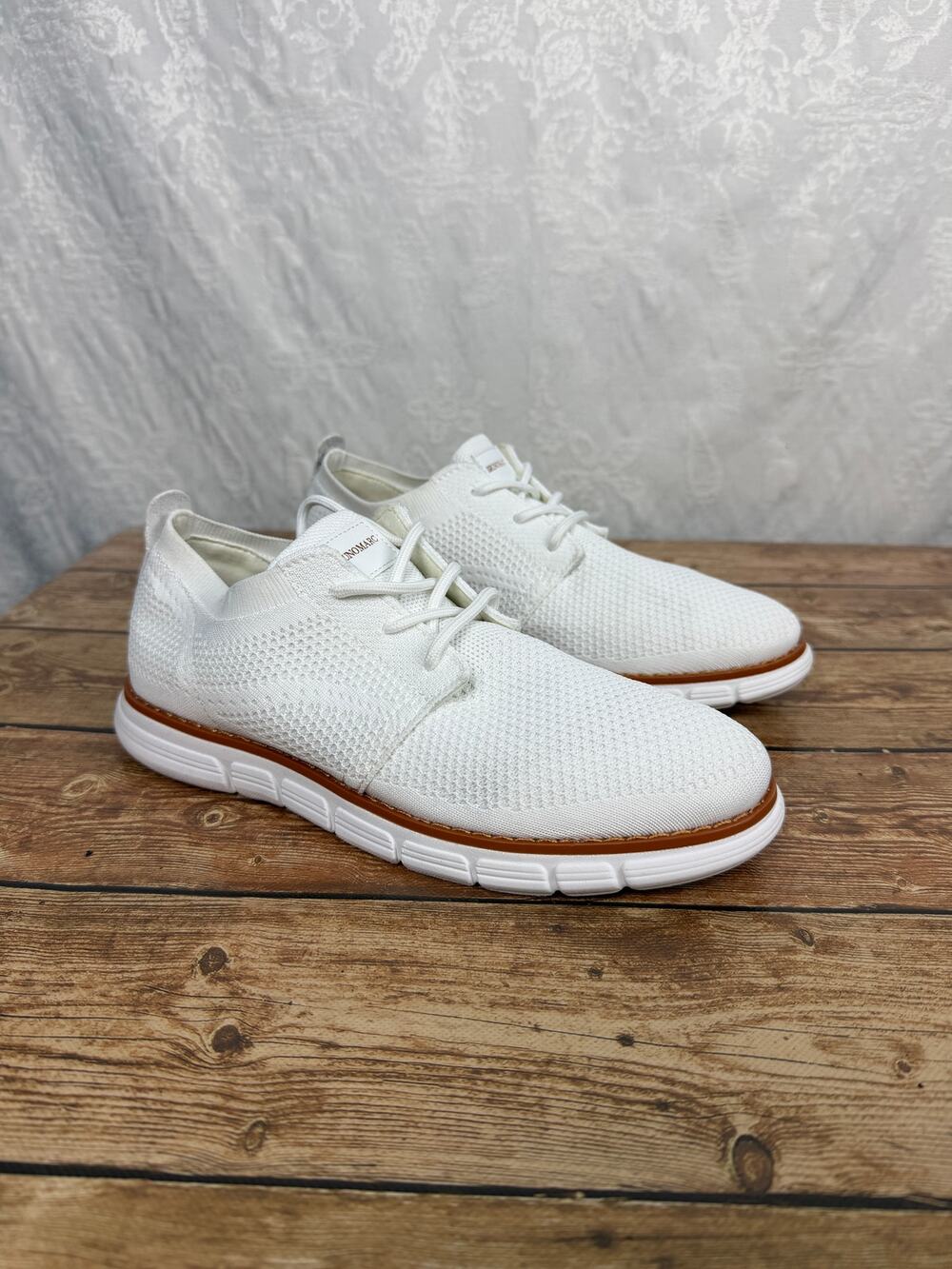 Bruno Marc Men’s White Knit Lace Up Casual Dress Sneakers Comfort Shoes Size 6